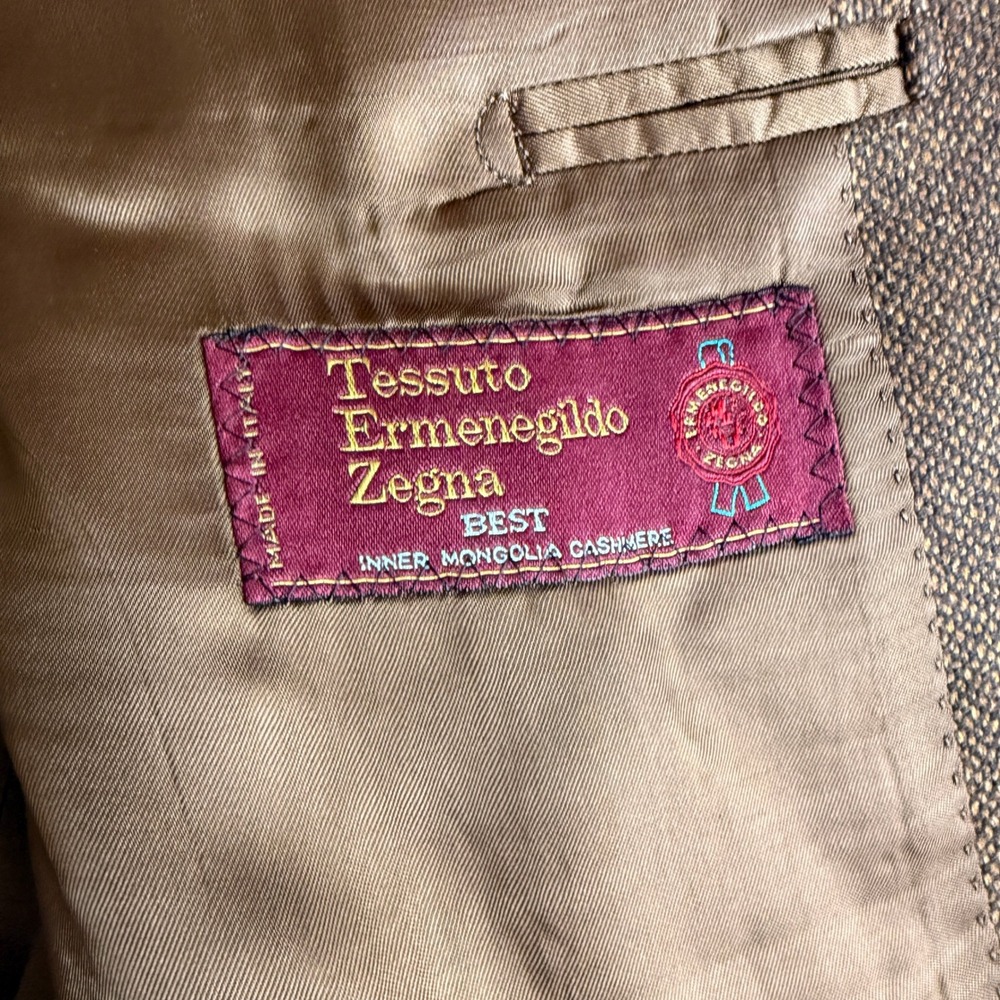 Vintage Ermenegildo Zegna Brown Cashmere Blazer Sport Coat Made in Italy 52 Mens - Picture 4 of 9